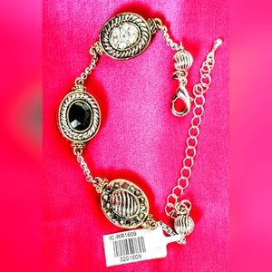 NEW WITH TAG BRACELET ADJUSTABLE LENGTH,CUBIC ZIRCONIA ANTIQUE FINISH,1.5" WIDTH